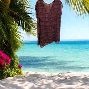 Beach coverup size Med purple wine colored tie in front sheer. Pretty se…